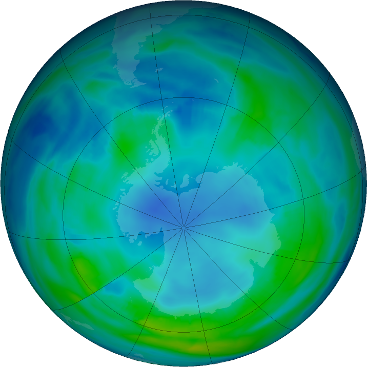 Antarctic ozone map for 11 May 2022